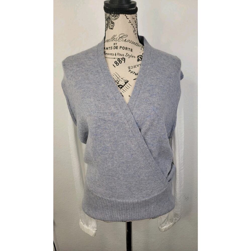 Brochu Walker Phinneas Satin Sleeve Wrap Sweater SZ M Wool Cashmere V Neck - Picture 2 of 9